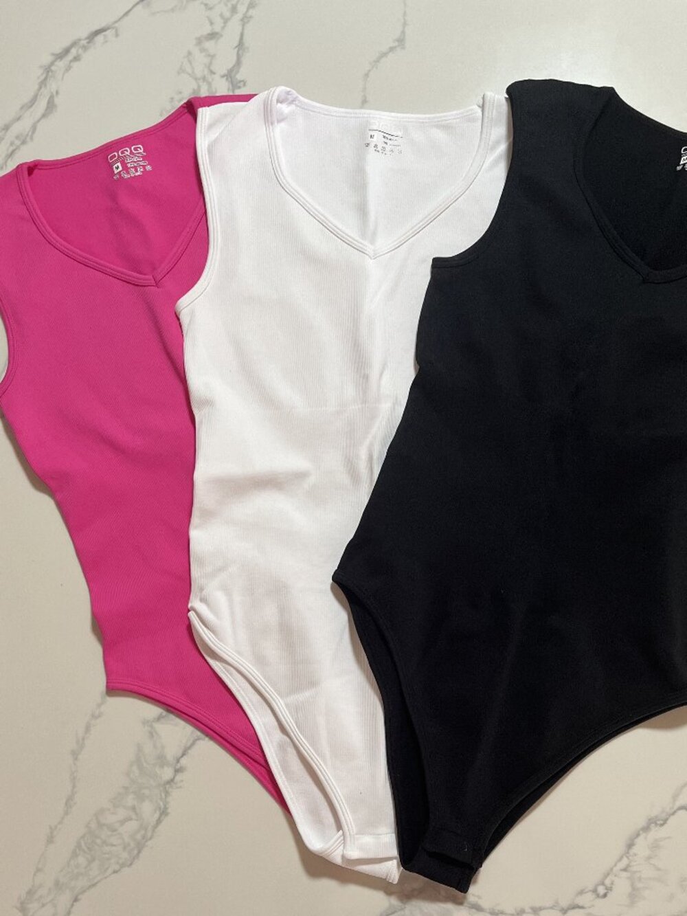 Lot of 3 Bodysuits Pink White Black M  NWOT